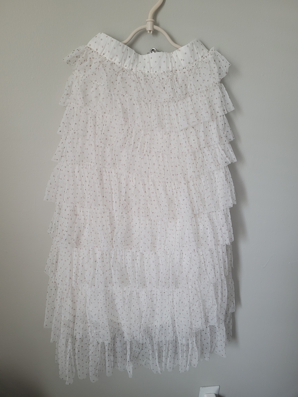 cupcakes & cashmere White Skirt with Light Pink Dot Pattern